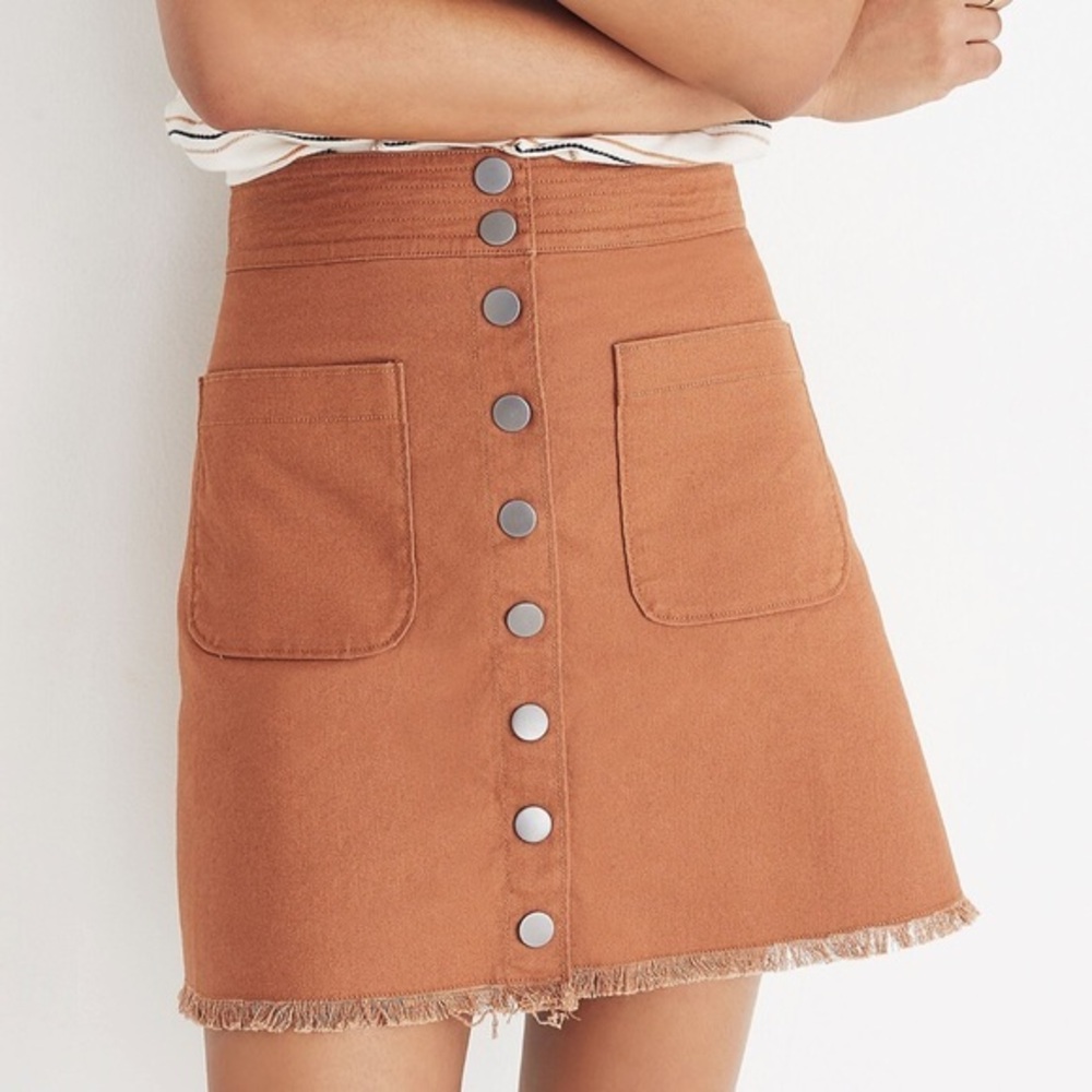 Madewell High-Waist Snap Skirt Camel Tan Size 2
